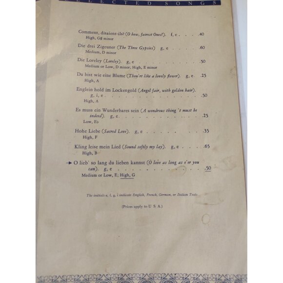 Franz Liszt Selected Songs G Schirmer New York Classical Vocal Sheet - Picture 2 of 2